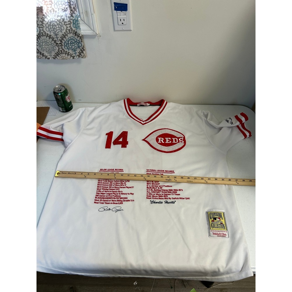 Mitchell & Ness Cincinnati Reds Pete Rose 14 Baseball Jersey Cooperstown - Picture 6 of 7